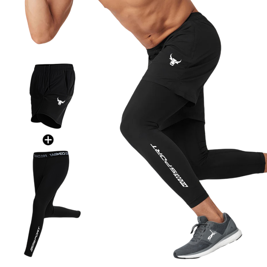 Running Gear Winter - 秋冬用ジョギングパンツ メンズ 2in1 アスレチック ジム ワークアウト