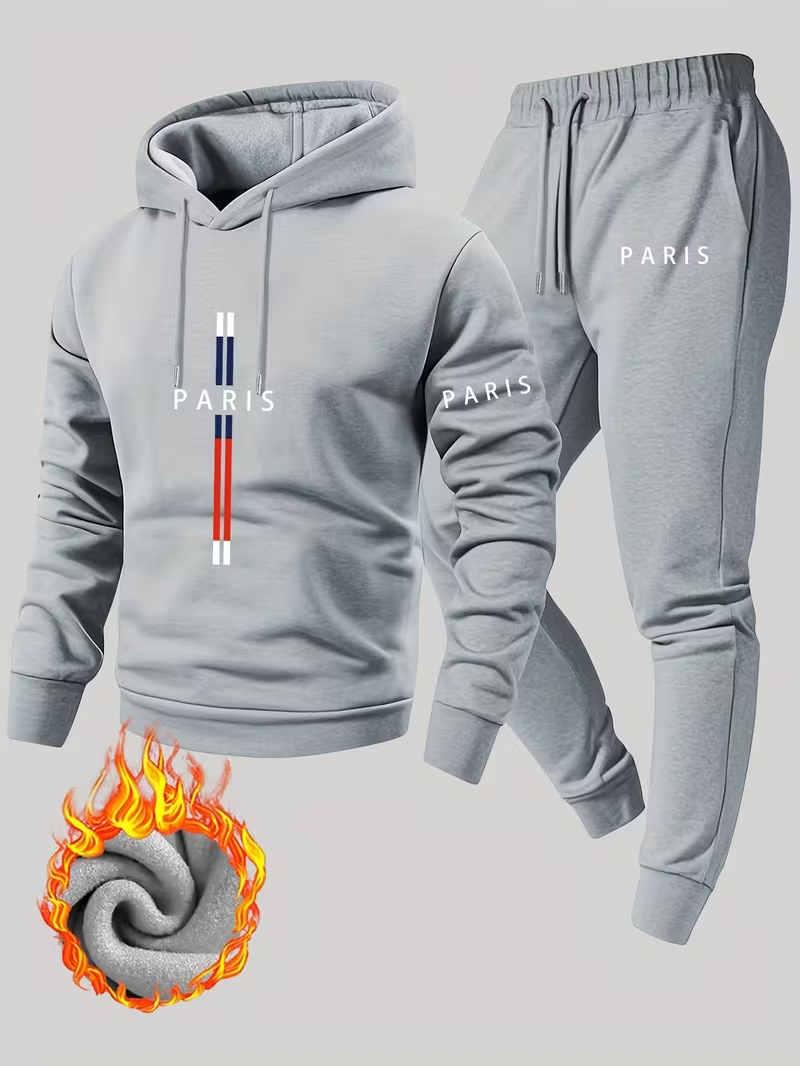 メンズアーバンカジュアルツーピースセット フード付きトップス - Running Gear Winter のレビューと価格