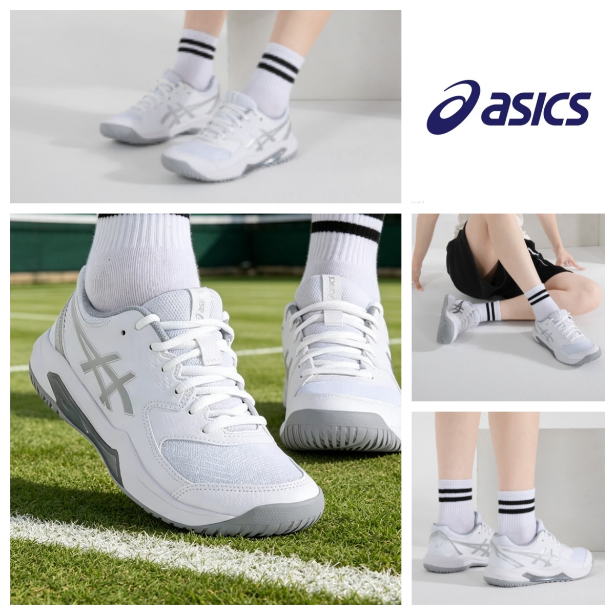 アシックス レディース テニスシューズ、通気性、滑り止め、耐 - Running Gear Asics のレビューと価格